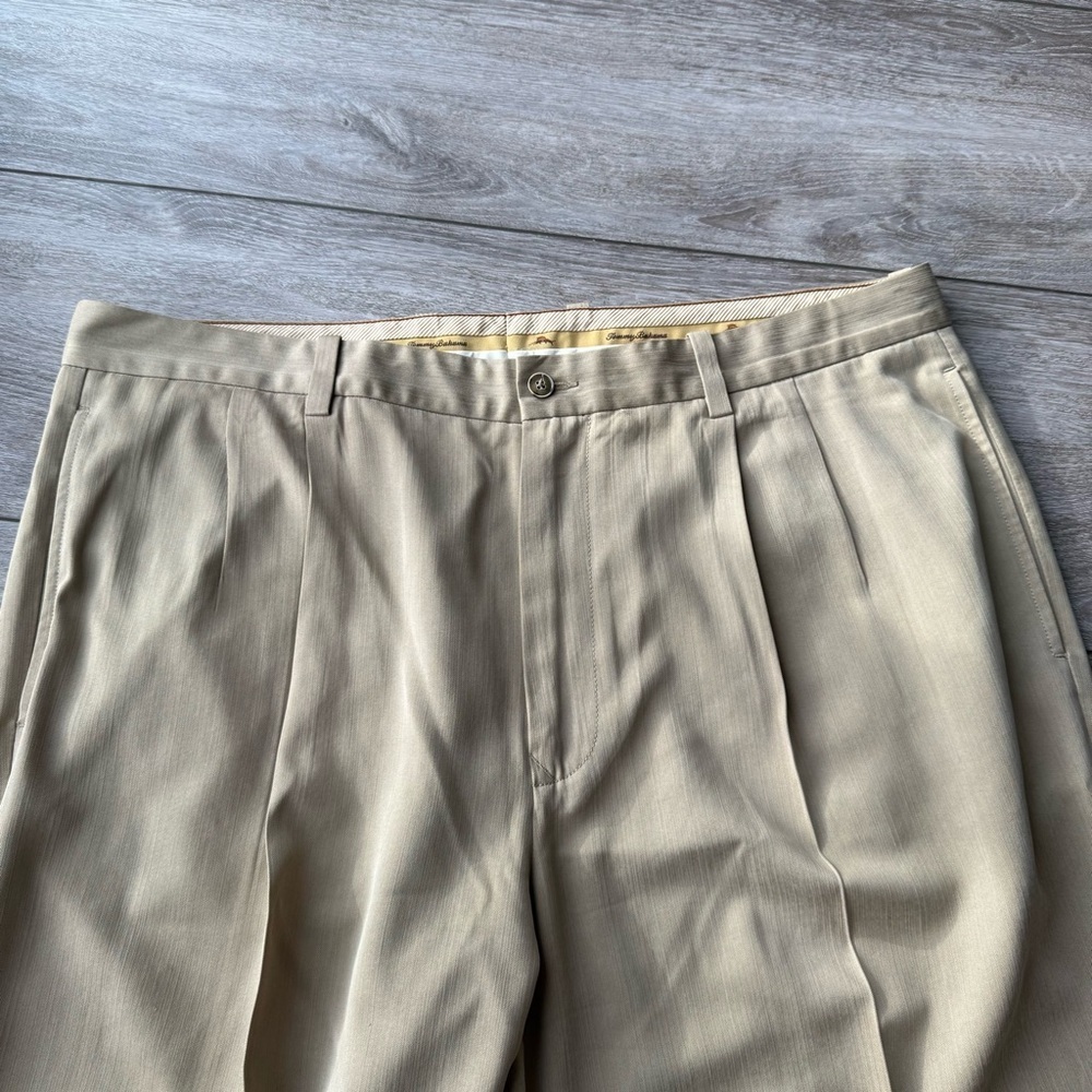Tommy Bahama Tan Colour Silk Blend Trouser Dress Pants - Picture 6 of 14